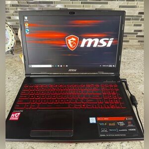 MSI Black Gaming Laptop with Red Backlit Keyboard